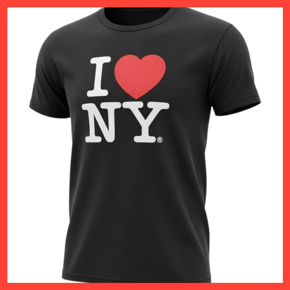 I Love NY Black Graphic Tee Short Sleeve Souvenir T-Shirt Medium